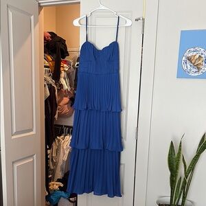 Lulu's Blue Pleated Midi Dress